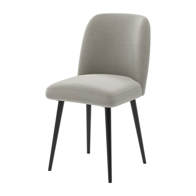 Set of 2 Fabric Dining Side Chairs with Black Tapered Wood Legs - 19” x 23” x 34”