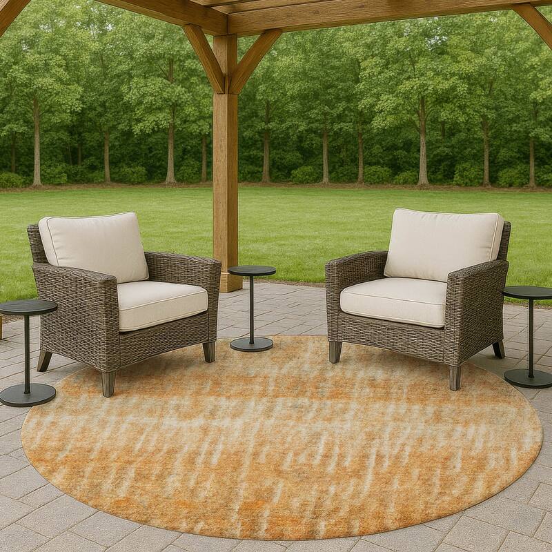 Machine Washable Indoor/ Outdoor Contemporary Ombre Chantille Rug - Copper - 8' x 8'