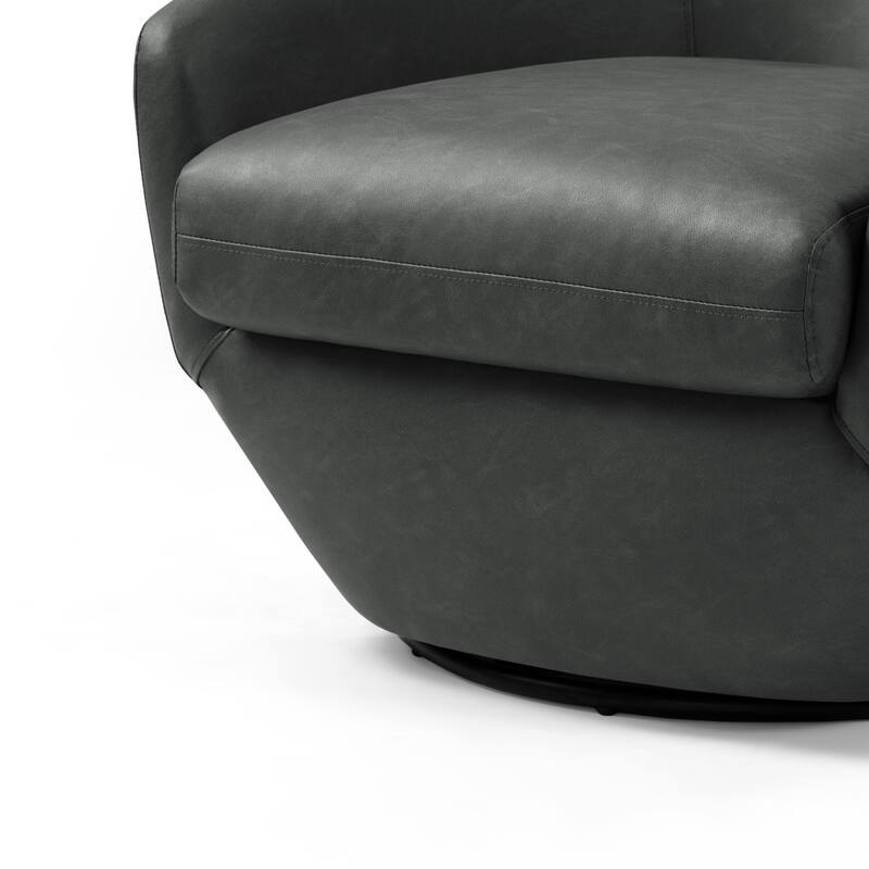 Faux Leather Velvet Upholstered Swivel Barrel Chair