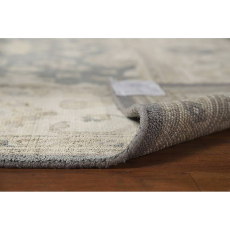 Slate Oushak Indian Area Rug Hand-Knotted Wool Carpet - 7'10" x 9'9"
