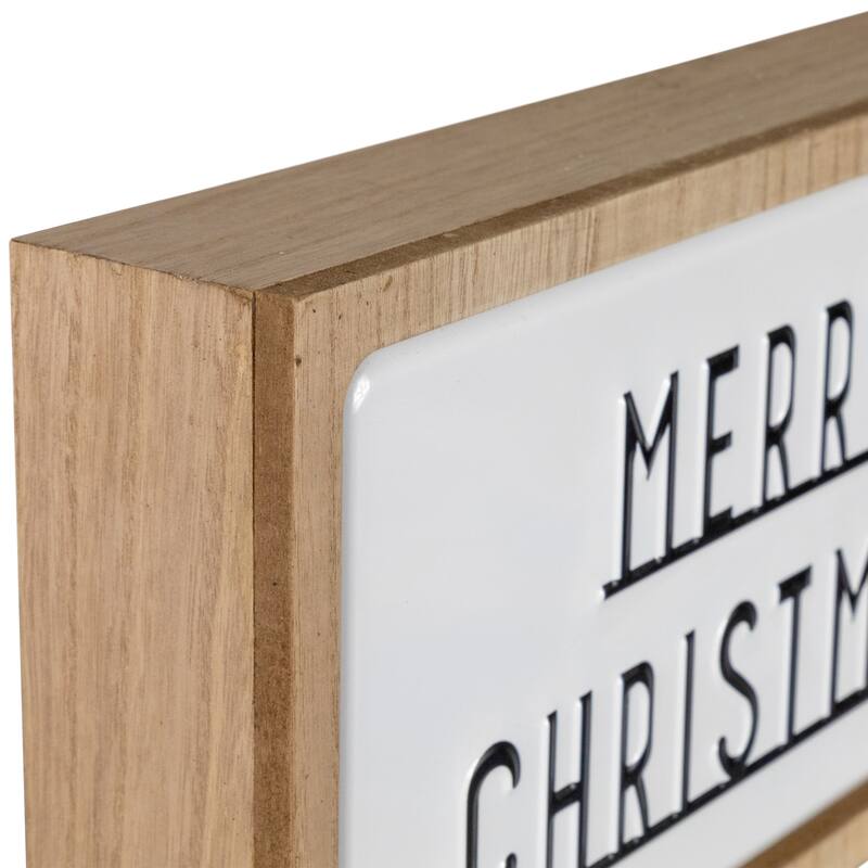 13" White and Brown "Merry Christmas" 3D Wooden Christmas Wall or Tabletop Decor