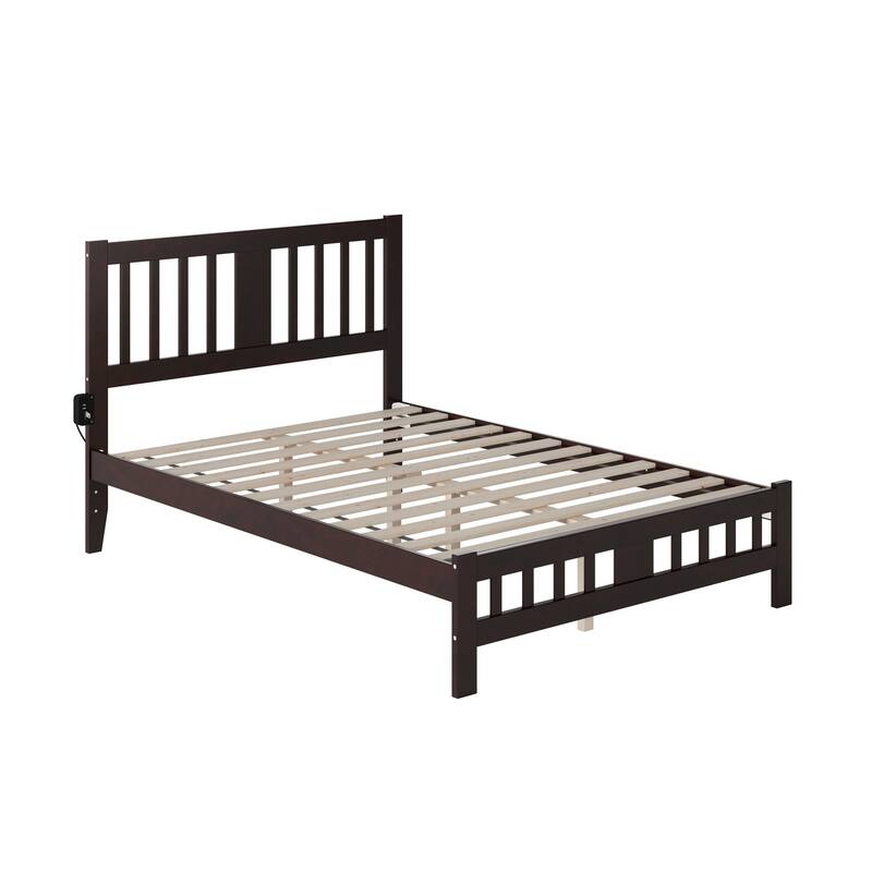 Appeal Full Bed - Espresso Wood Frame with Headboard & Footboard - Slat Kit Included - No Box Spring Needed