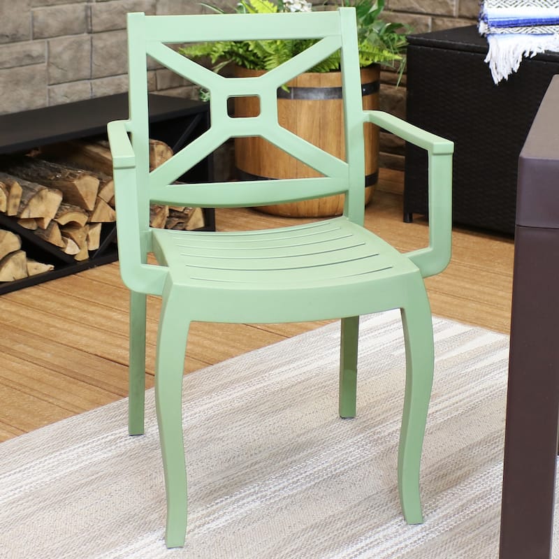 Sunnydaze Tristana Plastic Outdoor Patio Arm Chair - N/A