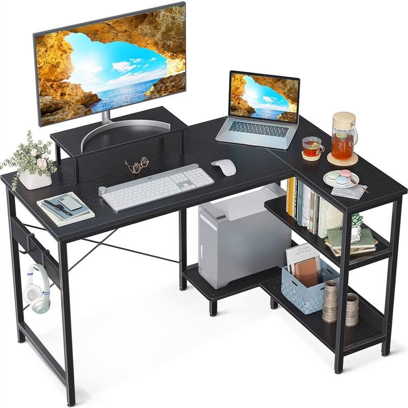 40 Inch Small L Shaped Computer Desk - Black