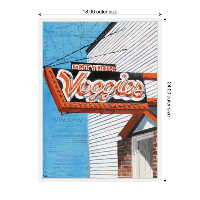 Kate and Laurel Veggies by Krista V. Allenstein Framed Canvas Wall Art Print