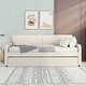 preview thumbnail 3 of 5, Beige Upholstered Twin Size Daybed with Trundle, USB Charging Design, Solid Construction, Elegant Design