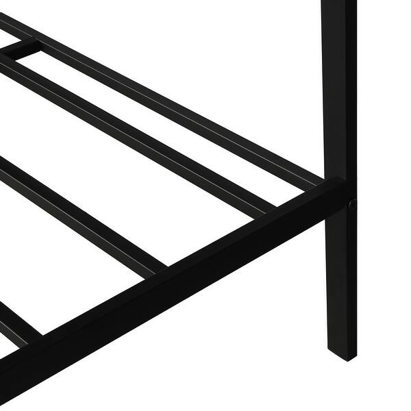 Shop Metal Bed With Wood Decoration Full Size Overstock