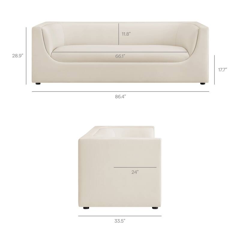 Hilda 86" Curved Back Performance Velvet Sofa