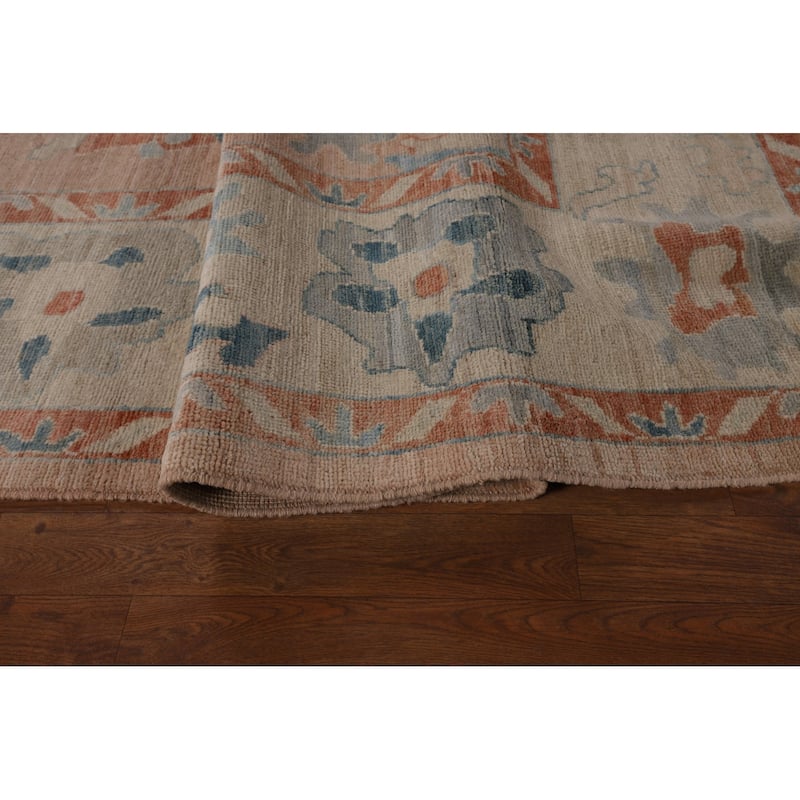 Oushak Turkish Area Rug Handmade Pink Vegetable Dye Wool Carpet - 9'2"x 11'8"
