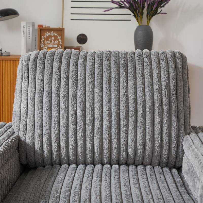 Anmytek 42.5-Inch Corduroy Deep-Seated Single Recliner With Backrest Pillow Cup Holder & Storage Footrest