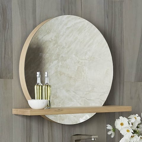 Solace 28" Mirror and Shelf in Sunrise Oak