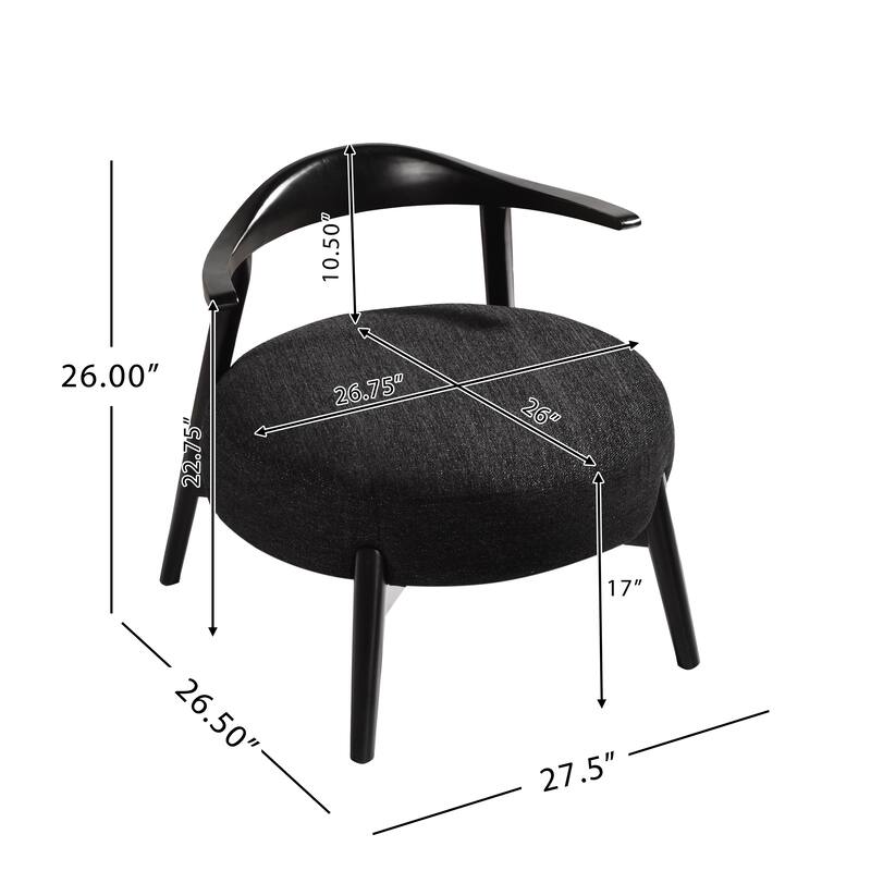 Black Modern 27.5" Accent Chair with High-Density Reflex Foam Frame for Living Room