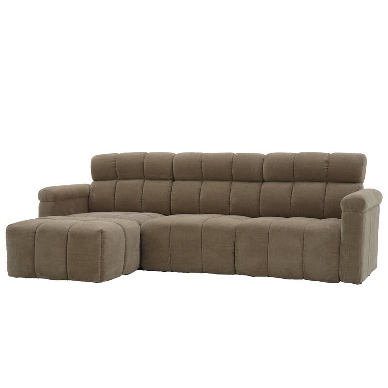 4-Seater Chenille Sectional Sofa with Chaise, High Back L-Shaped Couch, Solid Wood Frame & TB117 Certified Fabric