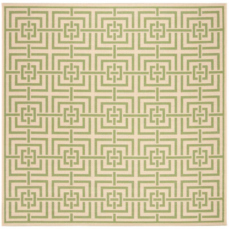 SAFAVIEH Linden Darla Indoor/ Outdoor Waterproof Patio Backyard Rug - 6'7" Square - Cream/Olive