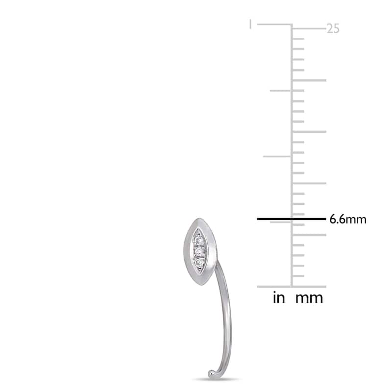 Miadora 18k White Gold Diamond Accent Marquise 3-stone Wire Earrings - 3.4 mm x 3 mm - 3.4 mm x 3 mm