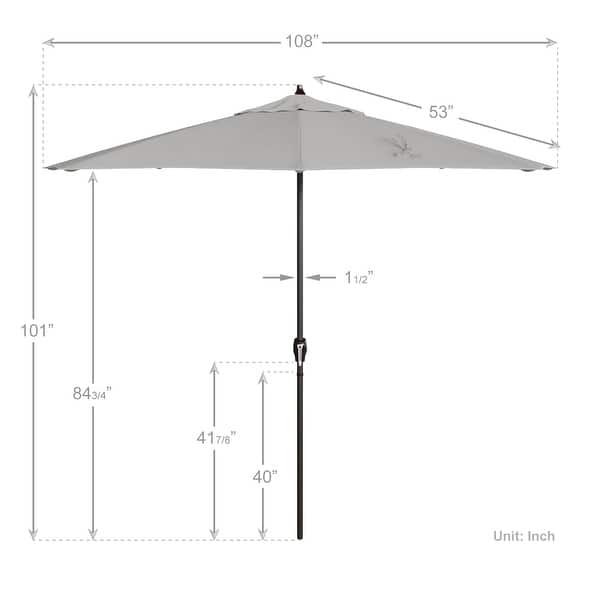 dimension image slide 1 of 29, North Bend 9-foot Round Auto-tilt, Bronze Finish, Sunbrella Patio Umbrella by Havenside Home