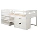 preview thumbnail 10 of 9, Twin Size Loft Bed with Two Shelves, Pine Wooden Bed with Two Drawers, Kid's Bed with Guardrails, Antique White