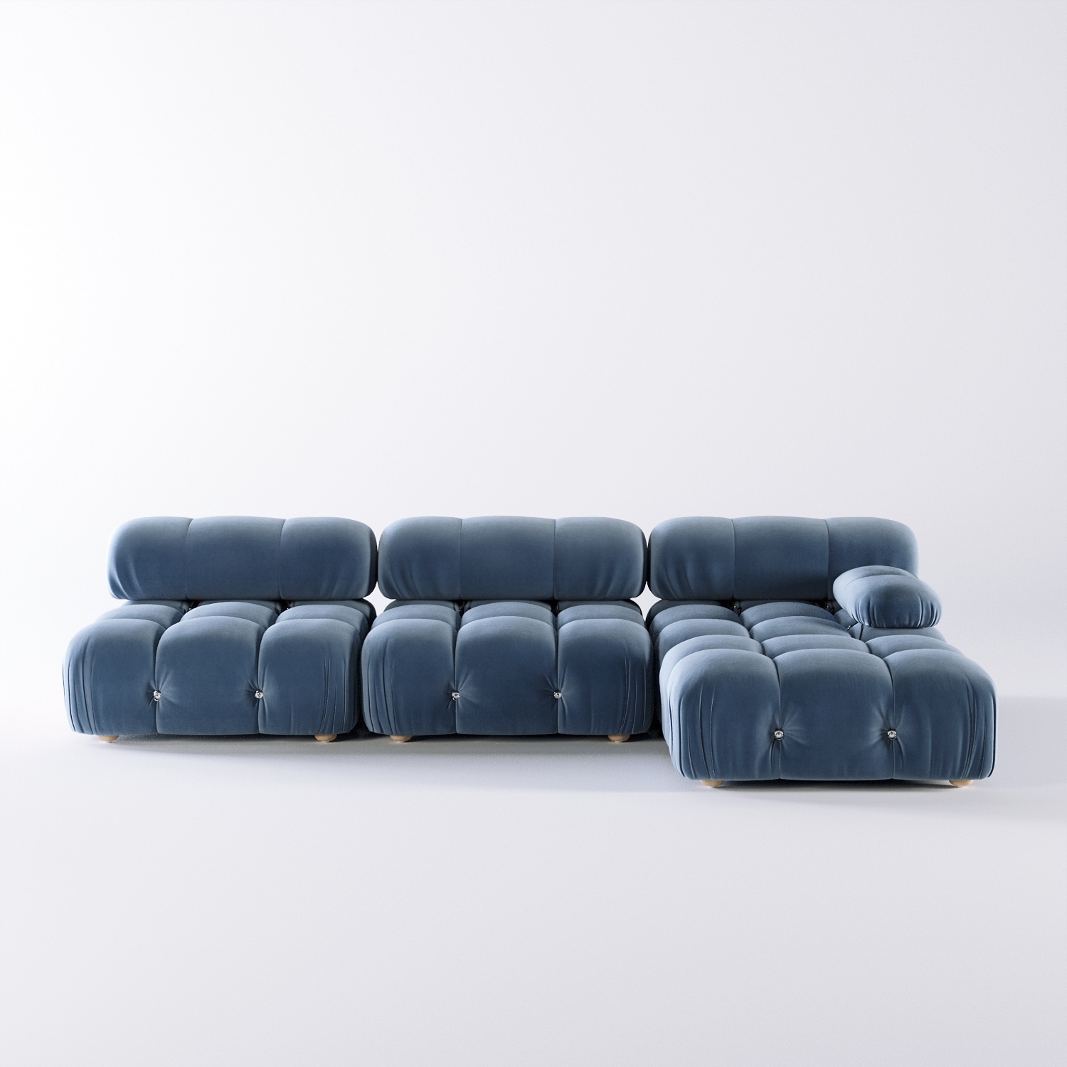 JASIWAY L-shaped 4 Piece Velvet Upholstered Sectional Sofa