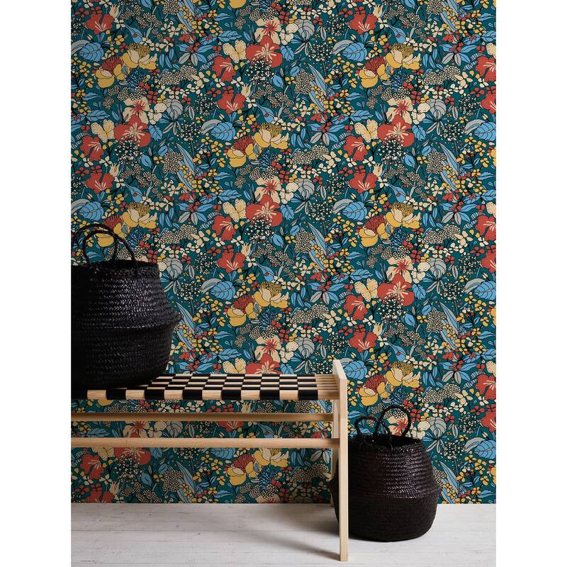 AS Creation Zetta Blue Floral Riot Wallpaper