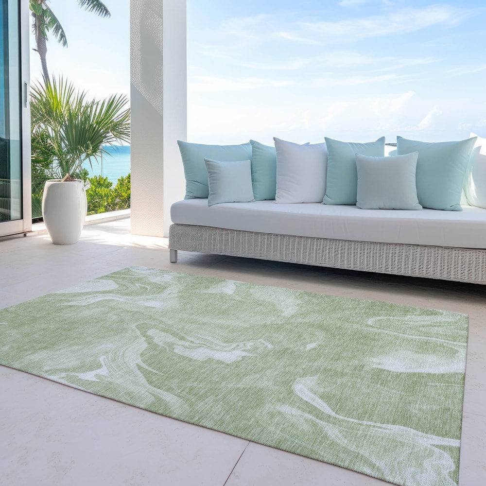 Machine Washable Indoor/ Outdoor Chantille Abstract Motion Rug