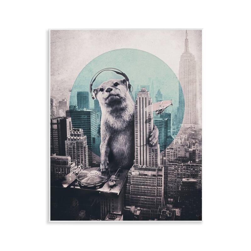 Stupell DJ Otter over Cityscape Wall Plaque Art Design By Ali Gulec - 11 x 14
