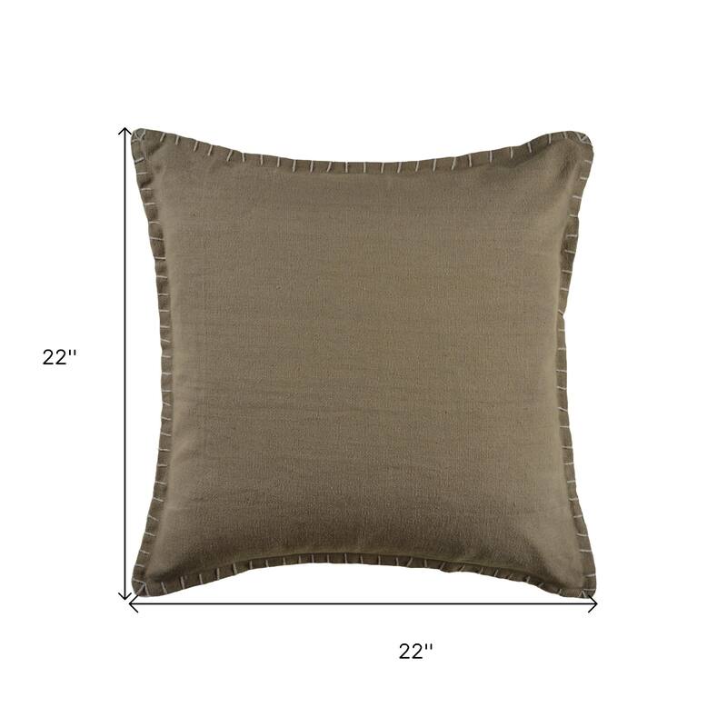 HomeRoots 22" X 22" Birch 100% Cotton Zippered Pillow