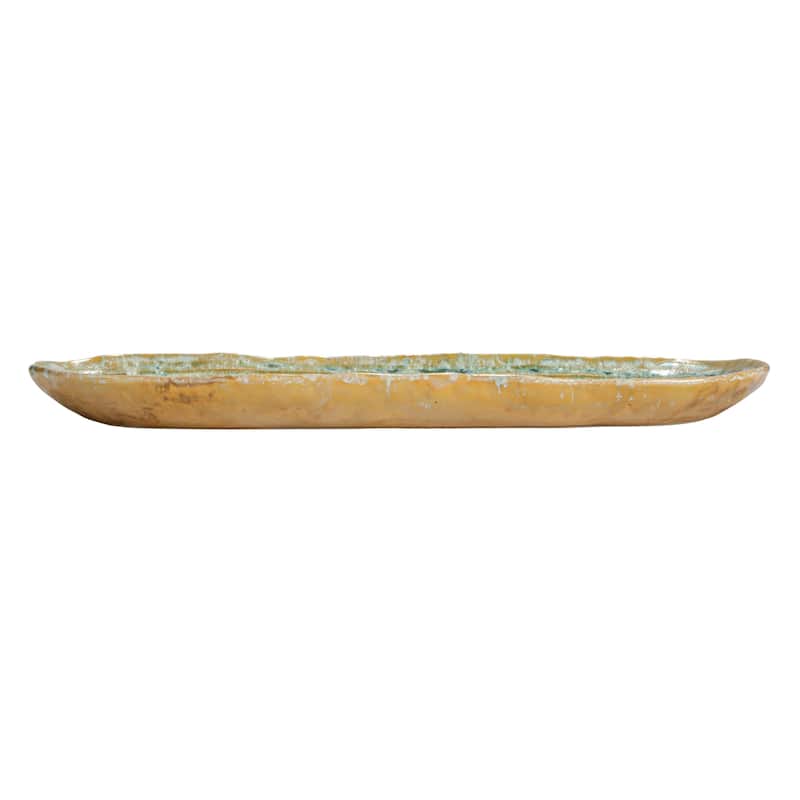 Stoneware Platter with Reactive Crackle Glaze