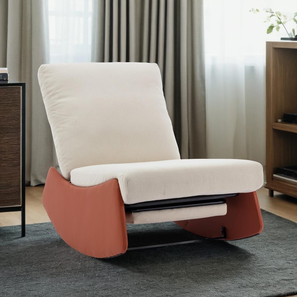 Modern Rocking Chair Recliner, Comfy Rocker Nursery Chair with Footrest, Accent Reading Chair, Upholstered Lounge Chair