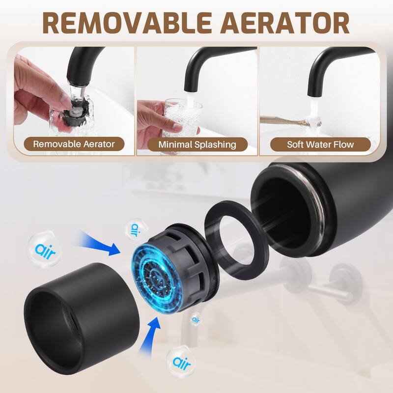 WOWOW Double Handle Wall Mount Bathroom Sink Faucet