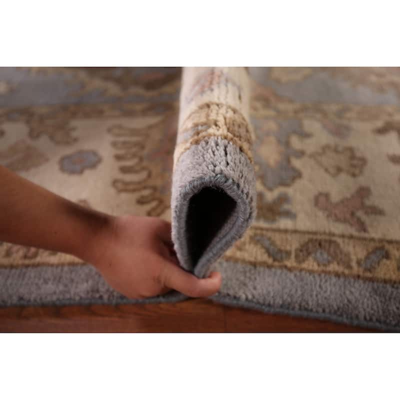 Blue Oushak Oriental Area Rug Handmade Wool Carpet - 8'2" x 10'2"