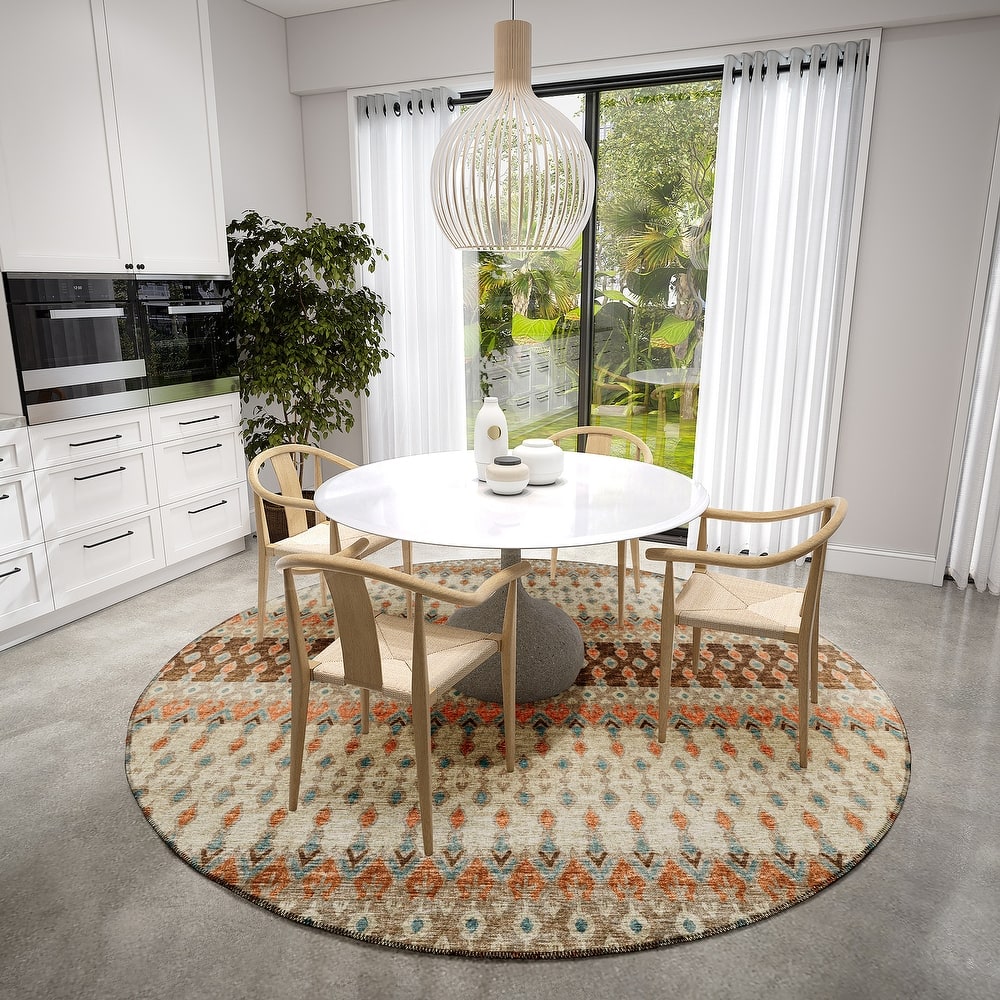 Machine Washable Indoor/ Outdoor Addison Bravado Geometric Ikat Rug