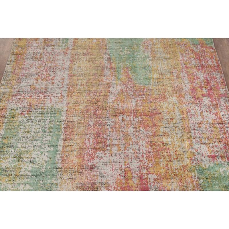 Contemporary Colorful Abstract Indian Area Rug Handmade Wool Carpet - 6'6"x 8'6"