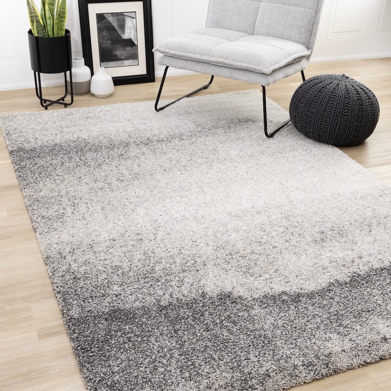Mariah Grey White Sand Banks Rug, 5'3" x 7'7"