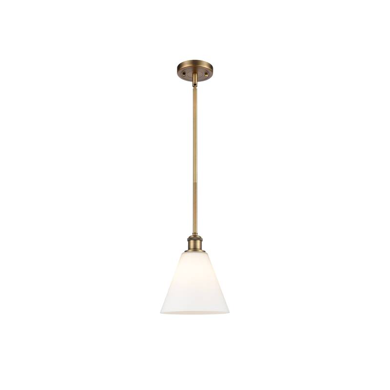Innovations Lighting Berkshire 1 Light 8" Mini Pendant - Brushed Brass/Matte White