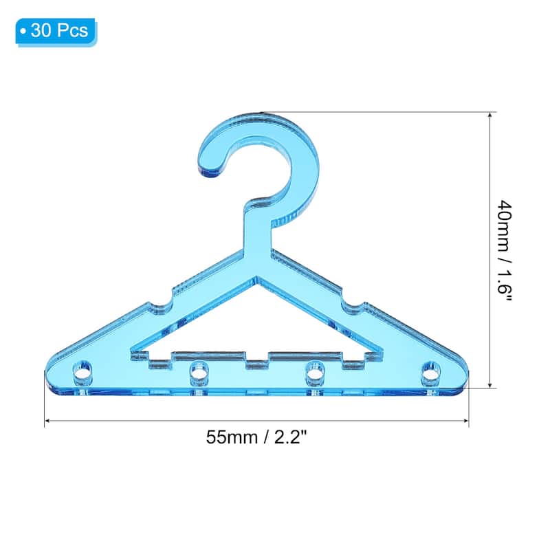 30pcs Clothes Hanger Earring Holder,Mini Acrylic Coat Hangers - Blue