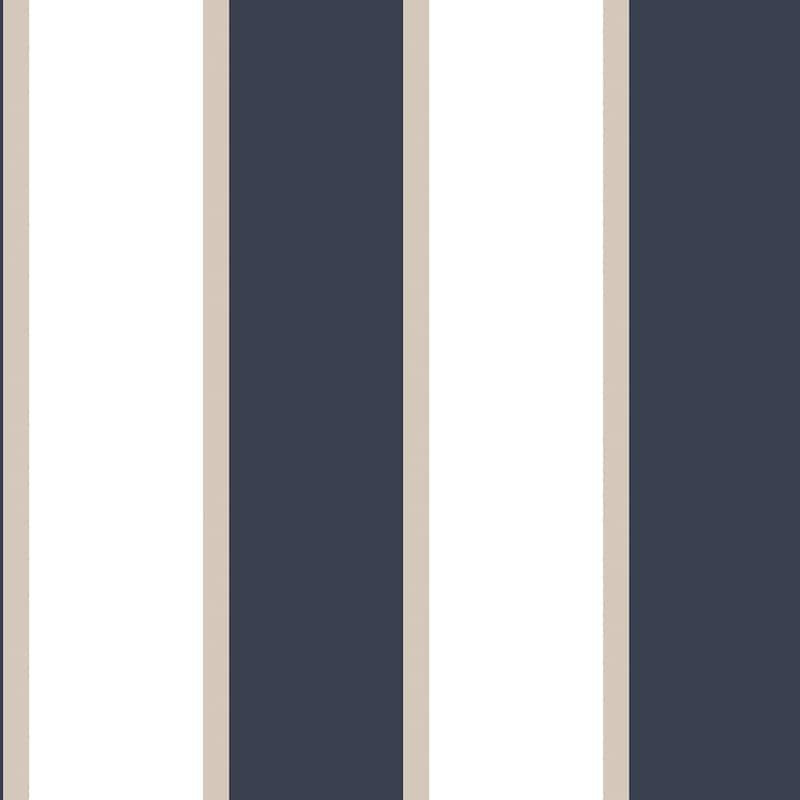 Galerie Wallcoverings Smart Stripes 2 Formal Stripe Vinyl on Non-Woven Matte Wallpaper Roll - 33 feet x 21 inches - Blue/Beige