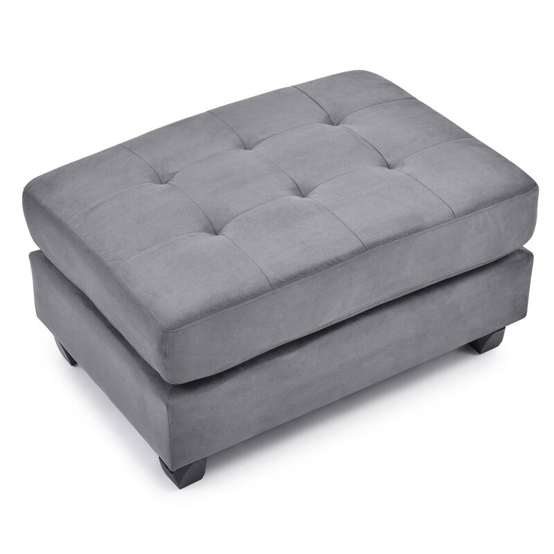 Upholstered Tufted Ottoman - 38" - Gray