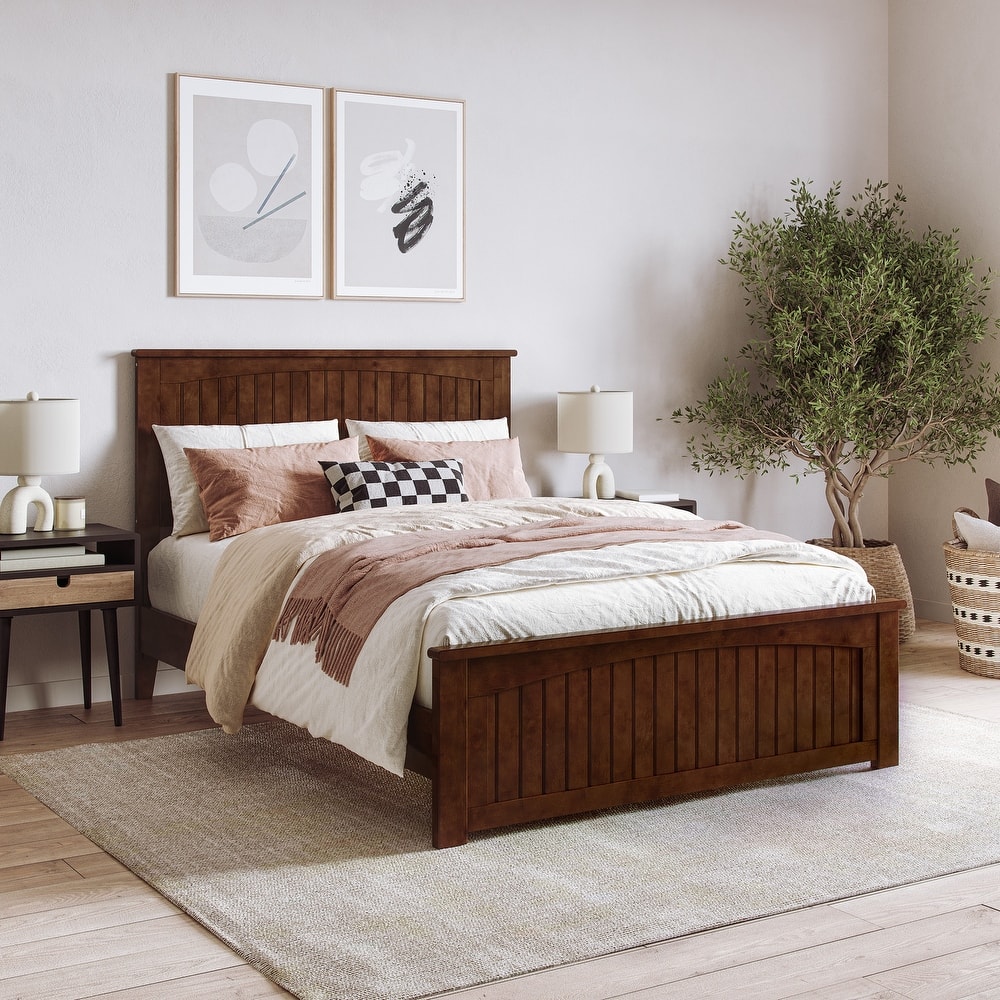 Naples Solid Wood Low Profile Platform Bed with Matching Footboard