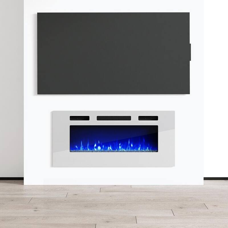 EFire1 40-inch Recessed Wall-mounted Electric Fireplace Heater - White