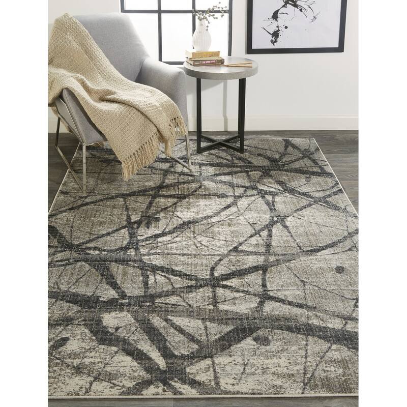 Teze Abstract Stain Resistant Area Rug By HomeRoots - 2' x 3'
