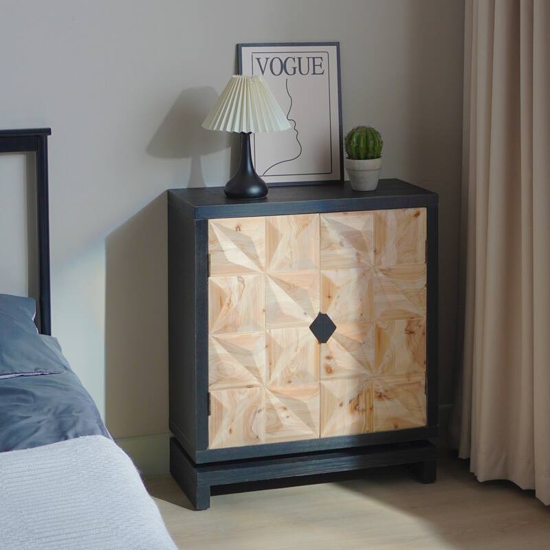 3D Geometric Carved Double-Door Cabinet