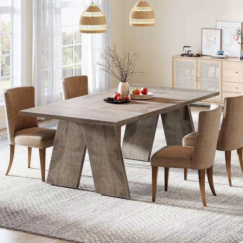 71" Large Farmhouse Dinning Table, Rectangular Dining Table for 6