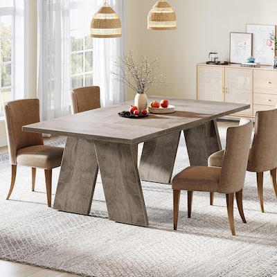 71 Inches Large Farmhouse Dining Table for 6 People
