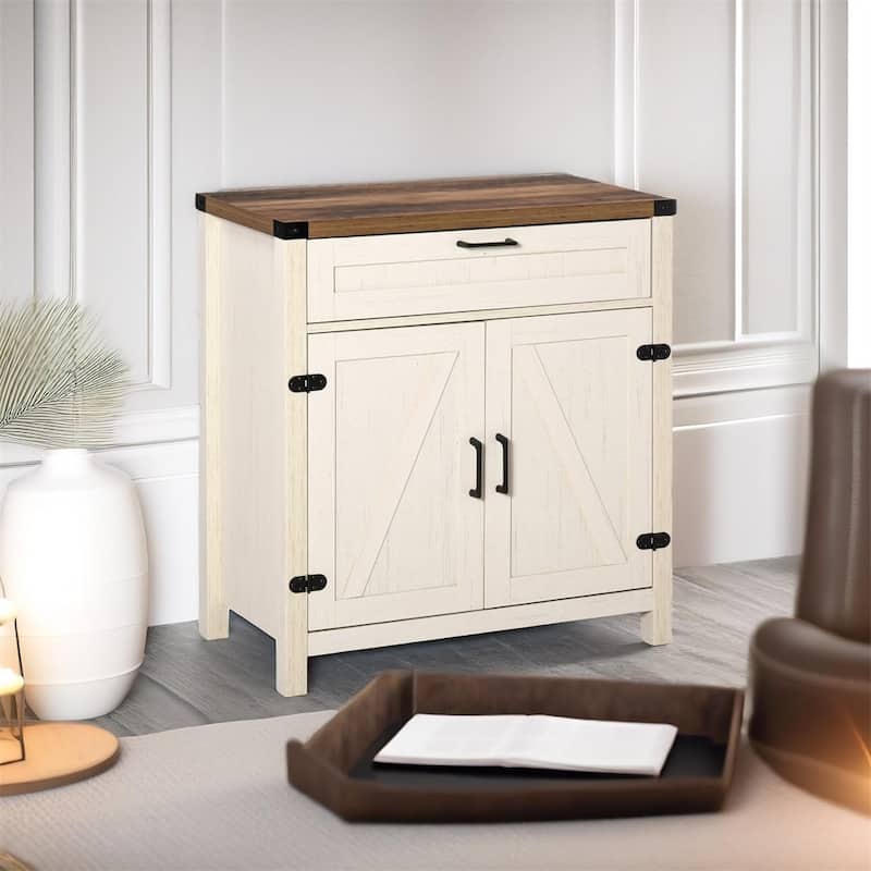 Farmhouse Sideboard Buffet Cabinet,Rustic 2 Barn Doors,Storage Cabinet