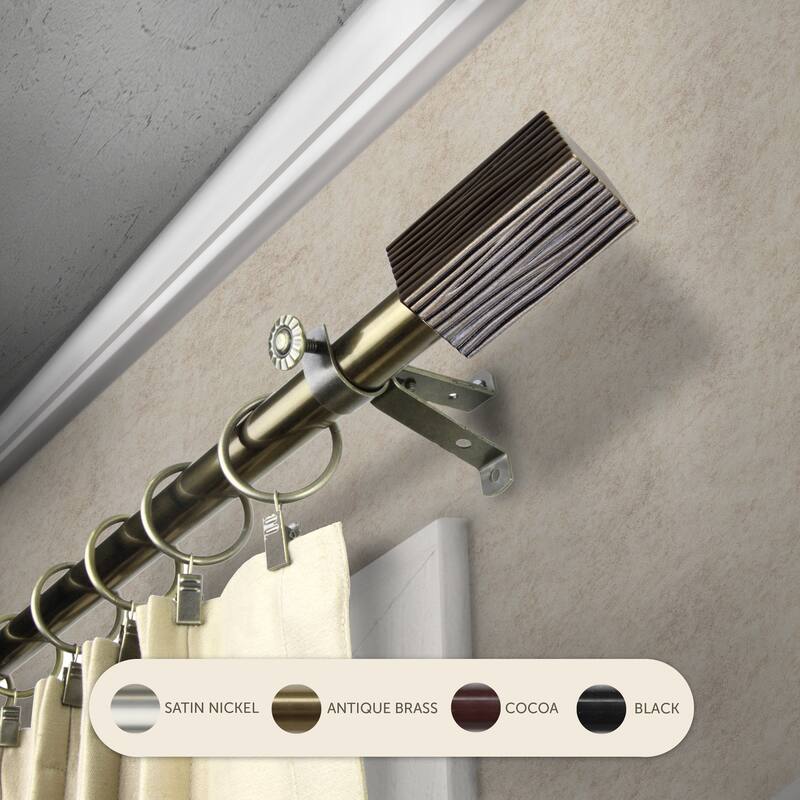 InStyleDesign Birch Adjustable Curtain Rod - 28 to 48 inches - Antique Brass