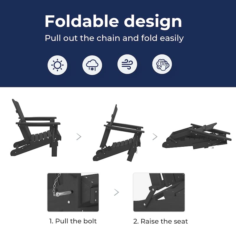 Outdoor HDPE Folding Classic Adirondack Chair All-Weather