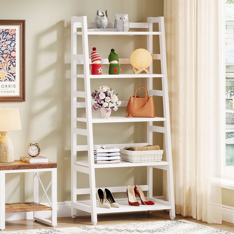 White Bookshelf Bookcase with Open Storage Shelf