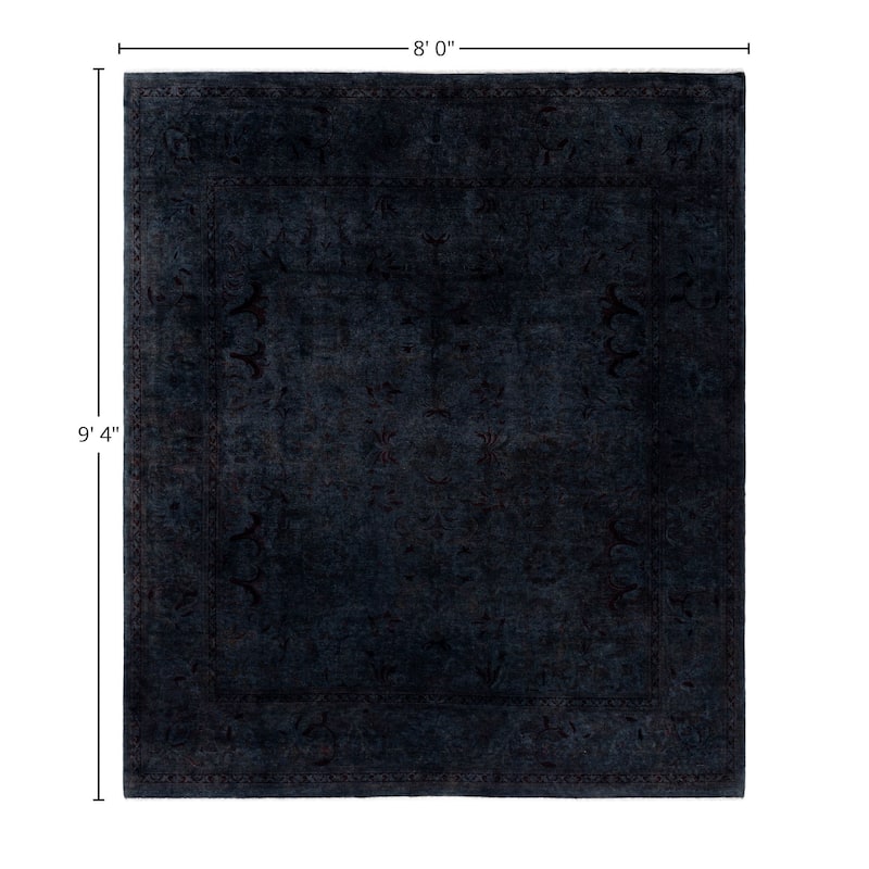 Overdyed One-of-a-Kind Hand-Knotted Area Rug - Black - 8' 0" x 9' 4"