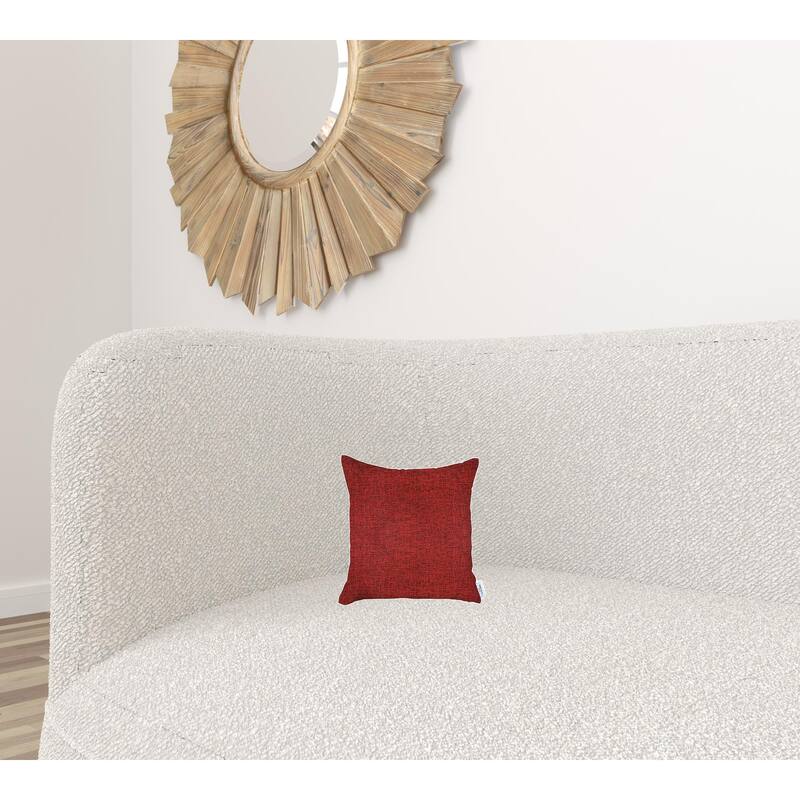 HomeRoots 18" X 18" Red Solid Color Zippered Handmade Polyester Throw Pillow Cover