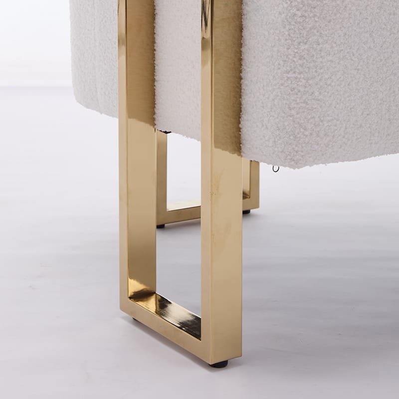 Simple And Stylish Accent Chair With Metal Foot, Teddy Velvet Upholstered Sofas For Bedroom, Living Room, Balcony, Office